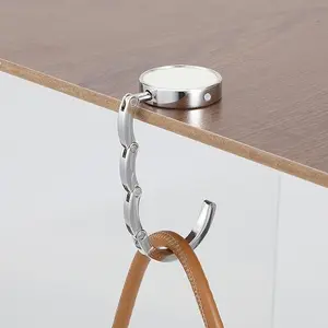 Foldable Purse Hook, 2 Counts Folding Handbag Hanger, Foldable Purse Hooks for Table & Desk, Desk Hooks for Purse, Table Hook for Girls and Women
