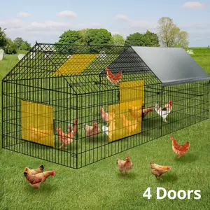 PetCozife Metal Chicken Coop, 84''Lx42''Wx44''H Walk in Chicken for Yards with Cover, Hen House Enclosure with Security Lock, Outdoor Duck Rabbit Pens Poultry Cage for Backyard, Farm, Yard