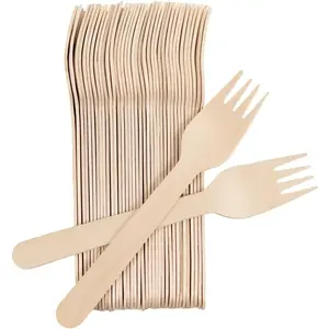 100 Count 6 Inch Disposable Wooden Forks