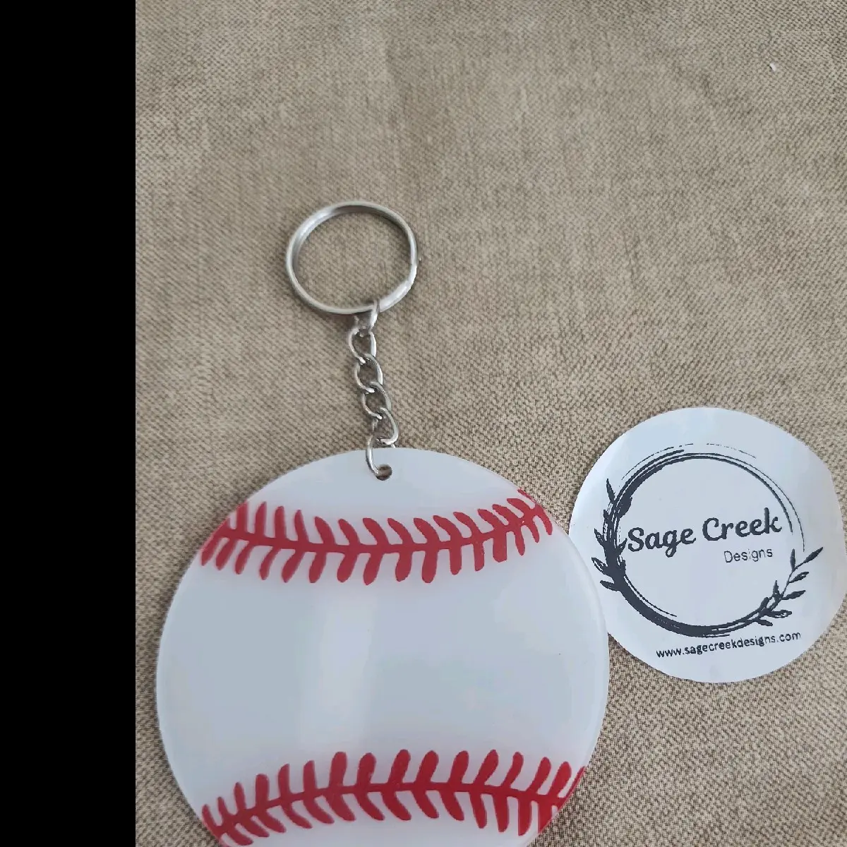 Baseball keyring/tag