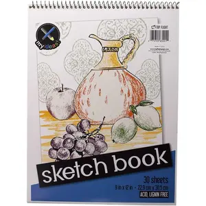 Top Flight Sketch Book, Heavy Back, Top Wire, 9 x 12 Inches, 30 Sheets (63201)