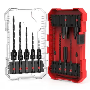 Countersink Drill Bit Set 15 PCS Tapered Drill Bits with 2 Wood Plug Cutters 1/4" Hex Shank for Woodworking Nitride-treated HSS Precision Depth Control Storage Box