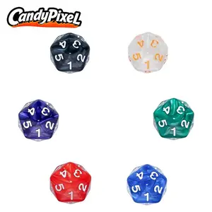 CANDYPIXEL 6 Pieces D20 Spindown Dice Set PearlMixed Color for MTG D&D Cards Gaming Accessories Premium Acrylic Dual-Color Mixing Process