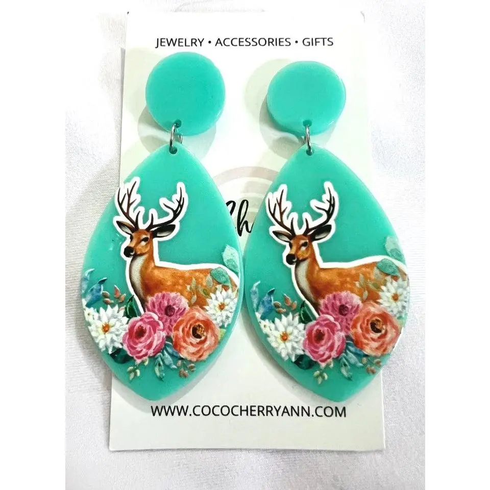 Floral Deer Earrings