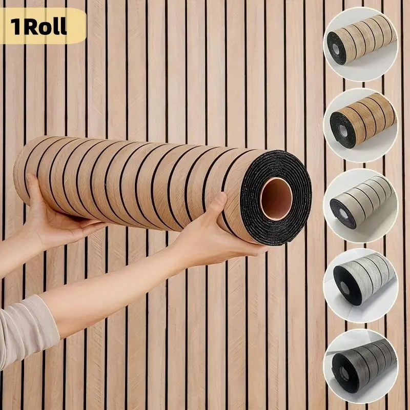 Thickened 3D Slot Wall Paper Roll, Self-Stick Backing, Waterproof, Removable & Reusable, Kitchen and Bathroom Wall Cover Material, Waterproof Wallpaper, Self Adhesive Wallpaper, Kitchen Wallpaper Peel and Stick