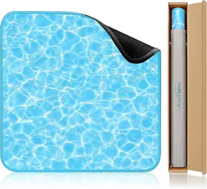 31.5'' Blue Pool Ripple Mahjong Mat, 100% No Creases Non-Slip Noise Reduction Mahjong Table Cover with Carrying Bag, Water Ripple Rubber Gaming Mat for American Mahjong,Poker, Board Games, Dominoes