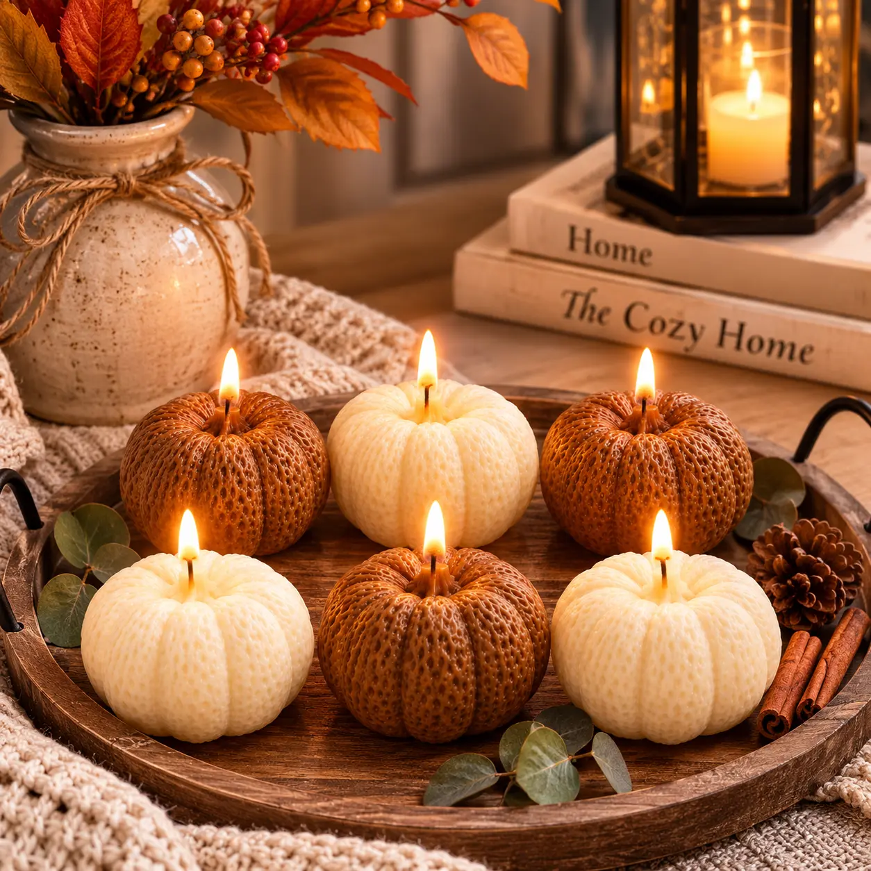 Pumpkin Candles - Set of 6, Perfect for Home Decor, Cozy Home Atmosphere, Ideal for Autumn Decor, Warm and Inviting