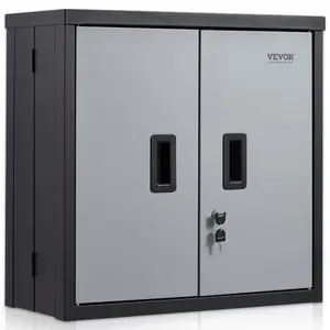 fathersdaygift VEVOR Foldable Wall Cabinet, Metal Garage Locker Mounted 26 Small Tool Chest 240 LBS Loading Capacity Adjustable Shelf Magnetic Door File for Warehouse Office Home Black