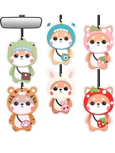 Car Air Fresheners, 6Pcs Shiba Inu Cute Red, Pink, Yellow, White, Green, Blue