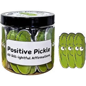 Cucumber Pickle Decorative Jar, 60pcs/set Emotional Sustain Affirmation Cards, Back to School Gifts, Funny Pickle Affirmations, White Elephant Gifts, Teen Girl Gifts Trendy Stuff,Inspirational Mental Health Cards, Gift Package