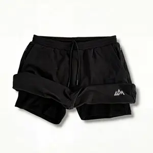 MERINX merino Wool 17.5μ outdoor Man double- 2-in-1 Sports Short Breathable Solid Color Zipper Shortsversatile quick drying short Organic Cotto  Fitness Moisture-wicking Odor-resistant Sustainable Antibacterial Wrinkle-resistant Pro Series Shorts