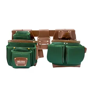 Nylon and Leather Tool Belt - Heavy Duty Tool Belt Organizer System - Adjustable Foam-Padded Belt with 22 Pockets - Green bag bags tool belt belts utility bag work belt leather tool