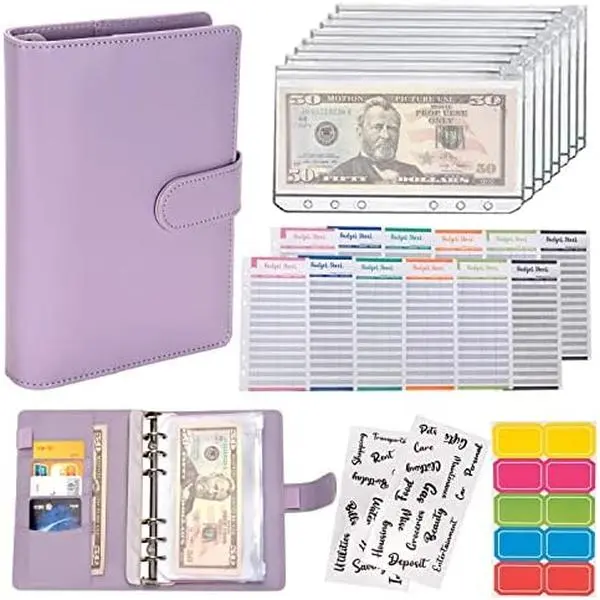 A6 Budget Binder for Money Saving, Office Personal Organiser with Zipper Cash Envelopes