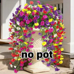 Artificial Hanging Morning Glory Decorative Flowers, 8 Bundles UV Resistant Silk Fake Flowers, Realistic Eucalyptus Design for Outdoor & Indoor Use, Plastic Floral Plant