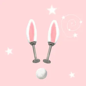 Pet Diary Cute Rabbit Stud Earrings White Ears Sweet Handmade Painted Cartilage Hoop Earrings Women Titanium Alloy