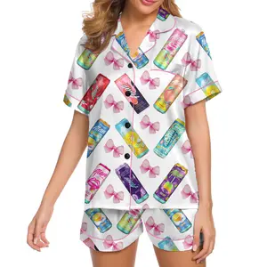 Coquette Alani Pajamas Satin Set, Alani Bow Satin Pajamas, Alani Energy Drink Sleepwear, Gift For Mom, Gift For Her