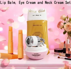 Electric Firming Eye Cream + Neck Roller Cream +Lip Balm(50g + 120g+2.7g), Reduces Neck Wrinkles,Moisturizes lips,Hydrates Eye Skin,Nourishes and Moisturizes, Daily Moisture Use Electric Massage Cream Moisturizer Hydrating Moisturizing