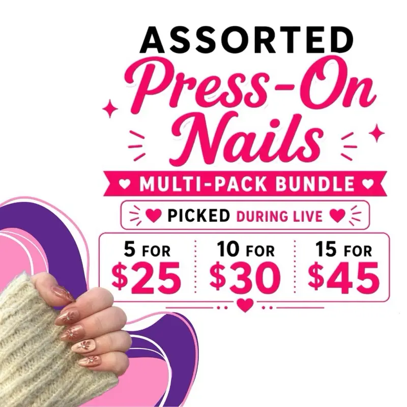 Custom Choice Press On Nails, Live Pick Bundle of 5/10/15 Acrylic Sets, Assorted Designs for Home Nail Art, Nail Art Designs