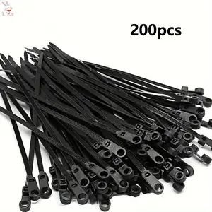 200pcs Heavy-Duty Nylon Cable Ties with Screw Mounting Holes - Self-Locking Loop Wrap Straps, for Office, Industrial, Organizing Cables & Wires, Office Organization, Secure Fastening, Industrial Workers