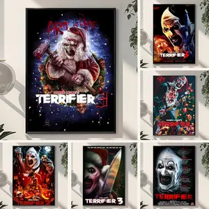Horror Movies T-Terrifier Painting Calligraphy Waterproof Scratch-Resistant Canvas Wall Art – Premium Oil Painting Style HD Print | Modern Aesthetic Home Decor for Living Room, Bedroom, Kitchen & Café | Perfect Holiday, Housewarming & Party Gift