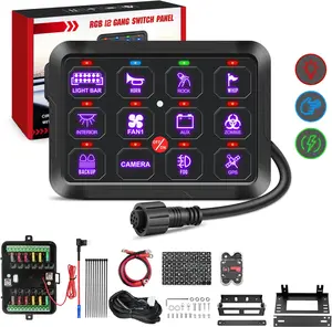 Nilight 12 Gang Switch Panel 12V 24V Universal Circuit Control Relay System with RGB Backlight Fuse Relay Wiring Harness Automatic Dimmable ON Off LED Switch Pod for Car Pickup Truck Camper SUV