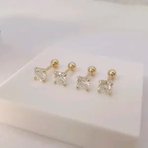 14K Real Gold Moissanite Earrings for Women