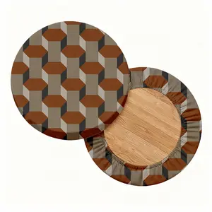2/4/6/8PCS geometric square digital printing pattern four seasons universal elastic round stool cover, elastic, suitable for bar chair cover, outdoor chair, small round cushion cover, restaurants, cafes, etc