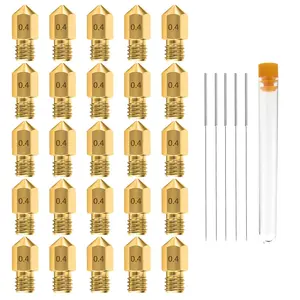 0.4MM MK8 Ender 3 Nozzles 25 count 3D Printer Brass Nozzles Extruder for Makerbot  CR-10 with 5  and Metal Storage Box (0.4mm)
