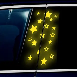 Star Car Column Reflective Sticker, Self-Adhesive DIY Vinyl Waterproof B Pillar Star Decal, High Strength Night Safety Warning Label