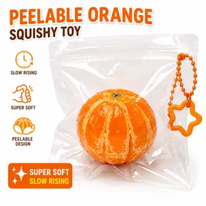 Peelable Orange Squishy Toy, Super Soft Slow-Rising Stress Relief Keychain