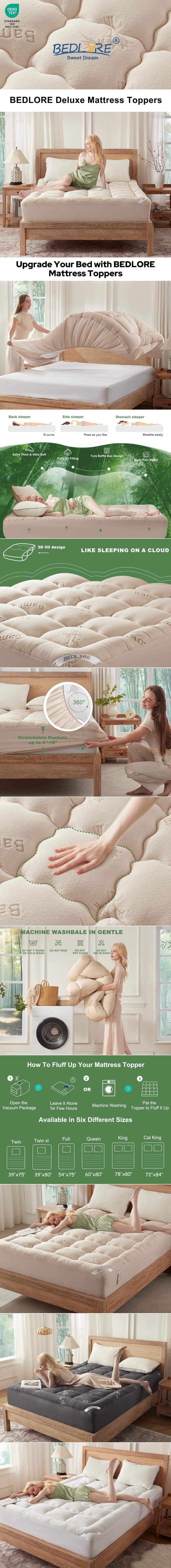 BEDLORE Thickened Mattress Topper Details
