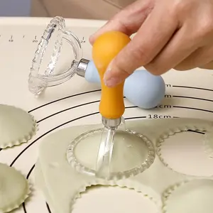 1/2Pcs Flower Edge Cookie Mold, Round Dumpling Maker, Pastry Dumpling Wrapper & Cake Mold, Egg Tart Shell Mold, Biscuit Cutter Baking Tool, Ravioli Maker Set, Dumpling Press & Lace Embossing Mold