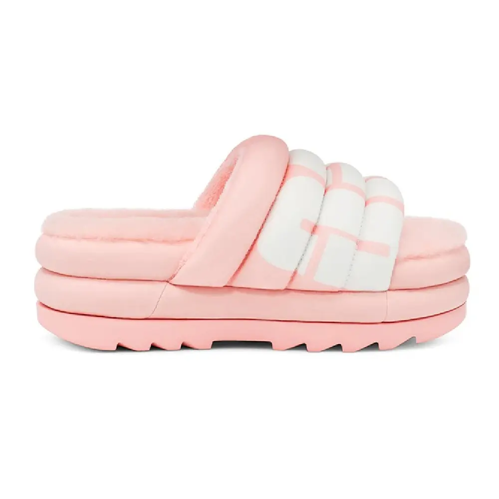 Women's UGG Maxi Slide Logo Pink Scallop (1127067-PSLP)