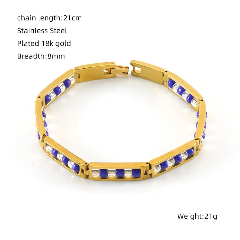 Gold Bracelet   Transparent+Blue