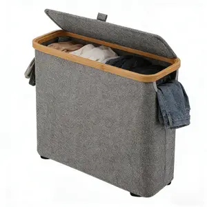 Deluxe Intimate Wear Hamper with Lid, Premium Lingerie & Sock Storage Bin, Breathable Fabric Laundry Basket for Bedroom/Bathroom, Washable Mesh Delicates Organizer