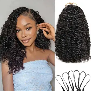 Megeen 16A Burmese Curly Crochet Hair 100% Unprocessed Human Virgin Hair 4-5 Packs for Full Head Extensions 30 Stands/Pack Burmese Wave with Spiral Curly End Natural Black 60g/Pack