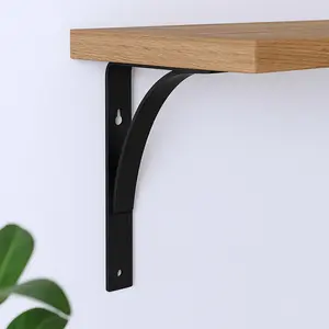 360 stand 8 in. Black Curved Shape Metal Wall Mounted Shelf Brackets - Set of 2, Home Decor, Shelves