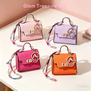 4PCS Elegant Mini Leather Keychain - Cute Bag Charm, Car Keyring with Colorful Strap, Small Purse Accessory for Mother's Day Gift