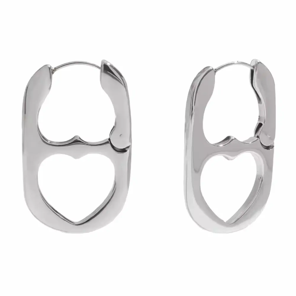 Heart Soda Tab Earrings - Pair - Stainless Steel Heart Soda Tab Earrings - Pair - Stainless Steel