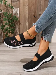 Women's Embroidered Sneakers, Soft Comfortable Non-Slip Durable Breathable Casual Tennis Shoes, Suitable for Outdoor Fitness Work Daily Use, Outdoor Sports Sneakers, Sneakers Trainers