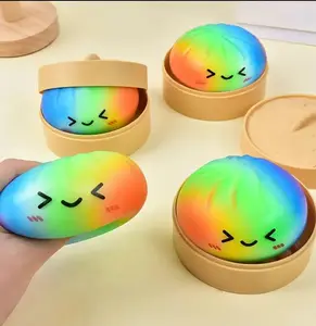 Cute Bao Squishy Set – Glitter Dumpling Stress Relief Toy, Super Stretchy Slow Bounce Back, Fun Surprise Hidden Edition for Kids & Adults, Mini Steamer Case Included
