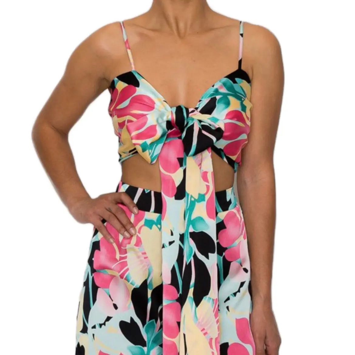 Modern DAZE two piece wide leg tropical jumpsuit