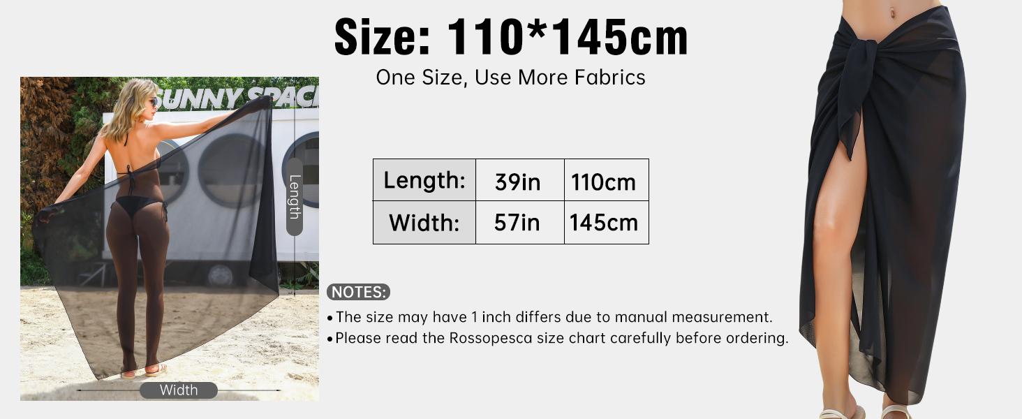 Womens Beach Sarong Chiffon Swimsuit Coverups Sheer Bikini Wraps for Swimwear Bathing Suit Cover Up