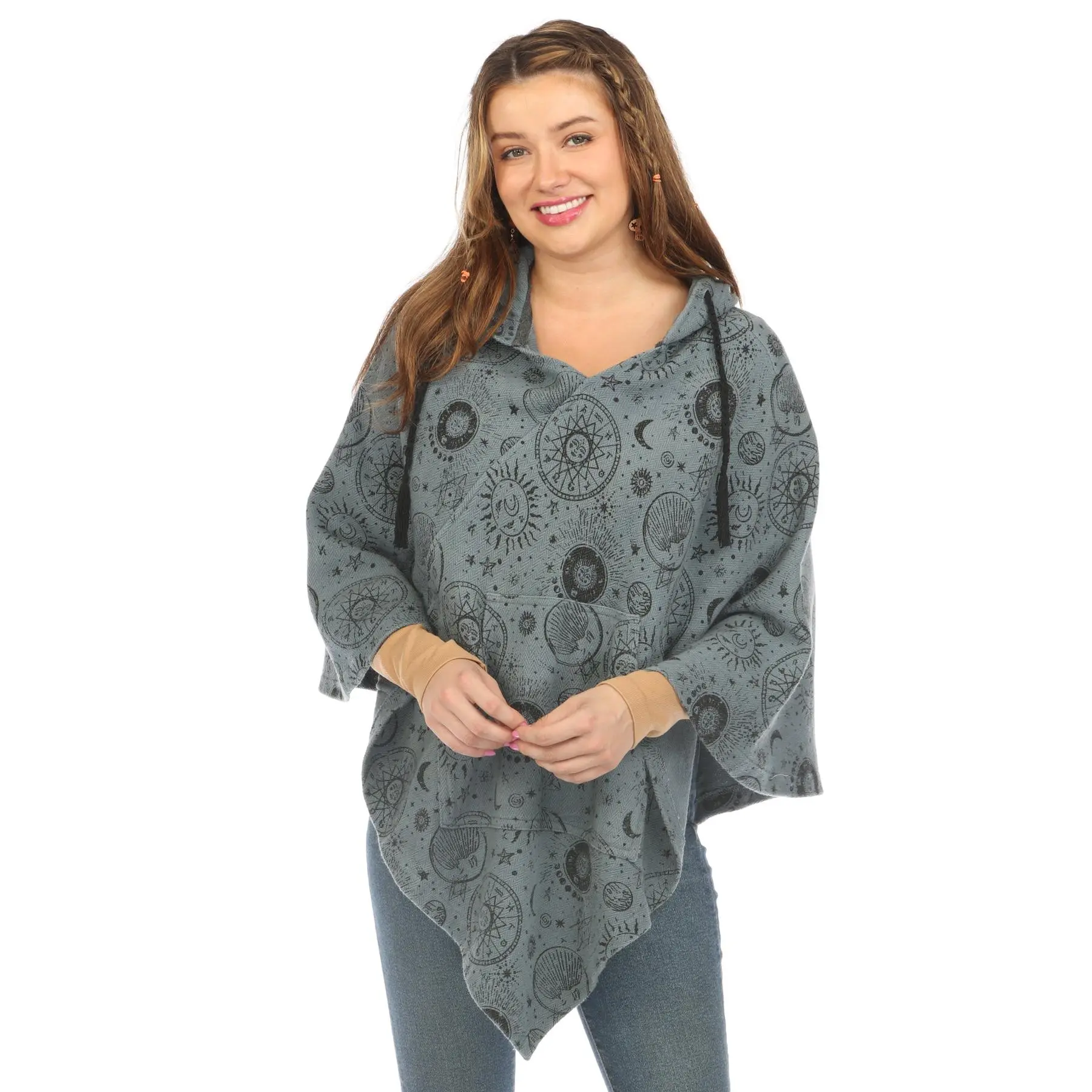 Celestial Cotton Hoddie Poncho