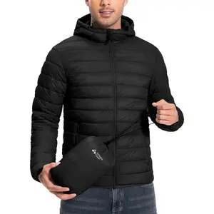 Mens Lightweight Packable Puffer Jacket Hooded Insulated Thermal Puffy Winter Jackets for Running Travel