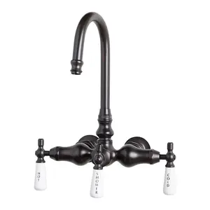 Bathroom Wall Mount Gooseneck Clawfoot Bathtub Faucet in Oil Rubbed Bronze