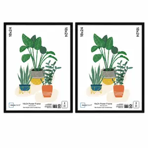 2 Pack 18x24 Picture Frame – Black Flat Profile Wall Photo Frame