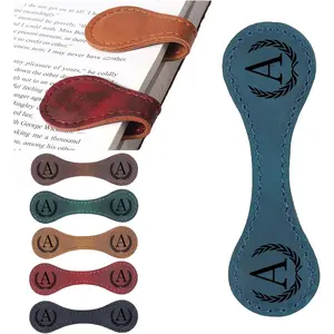Personalized Handmade Magnetic Leather Bookmark, 26 Letters Custom Bookmark for Book Lovers, Readers, Women and Kids (Blue A)