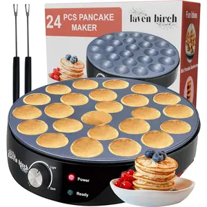 24pcs mini pancake maker machine nonstick electric dutch pancakes griddle adjustable heat multiuse poffertjes pan simple easy baker for home and restaurants perfect for breakfast desserts