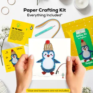 Penguin Paper Craft Kit - Beginner Quilling DIY Craft, On-the-Go Activity